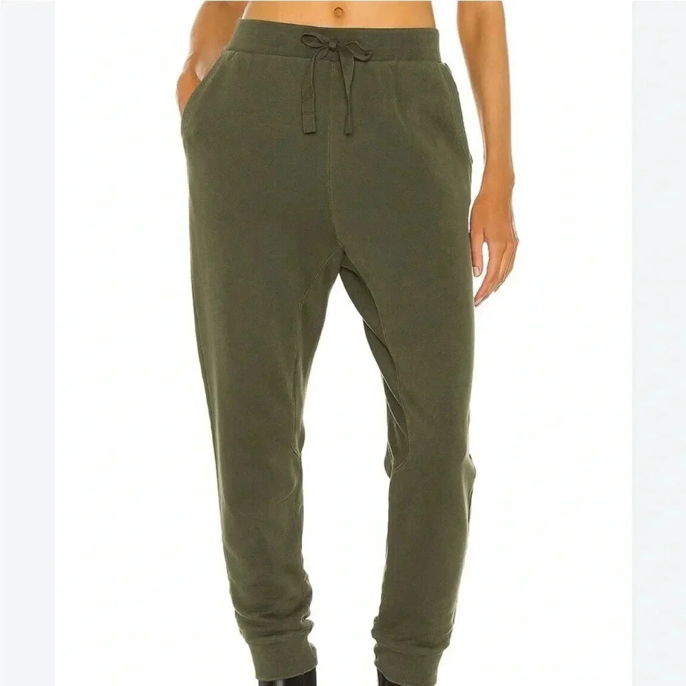 FRAME DENIM EUC Easy Organic Cotton Cropped Hoodie Joggers Set XS Forest Green - Picture 8 of 16
